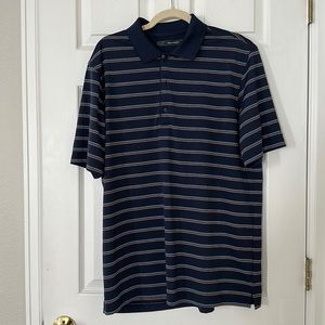 Greg Norman Mens Navy Stripe Golf Polo Size L
